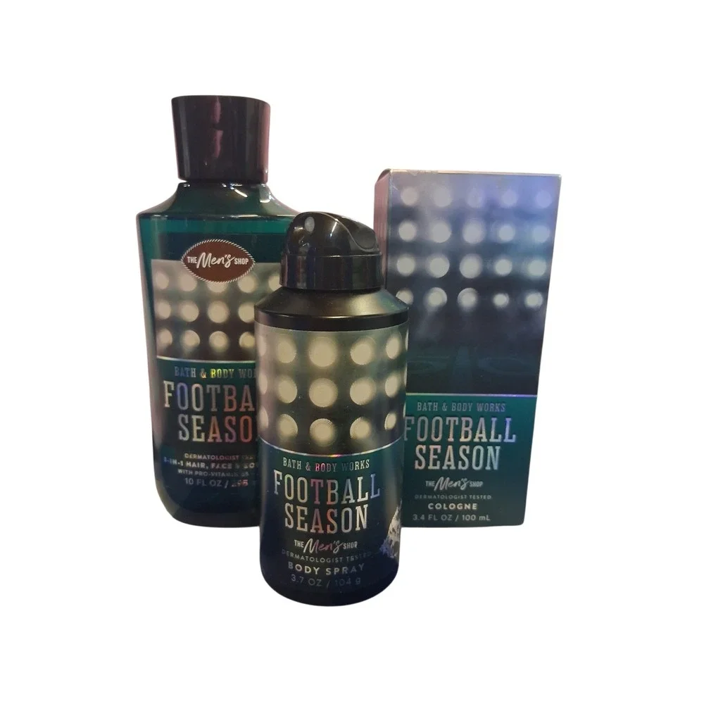 Rare Bath & Body Works Mens Limited Football Season Casual Preppy Sport 3pcs Set